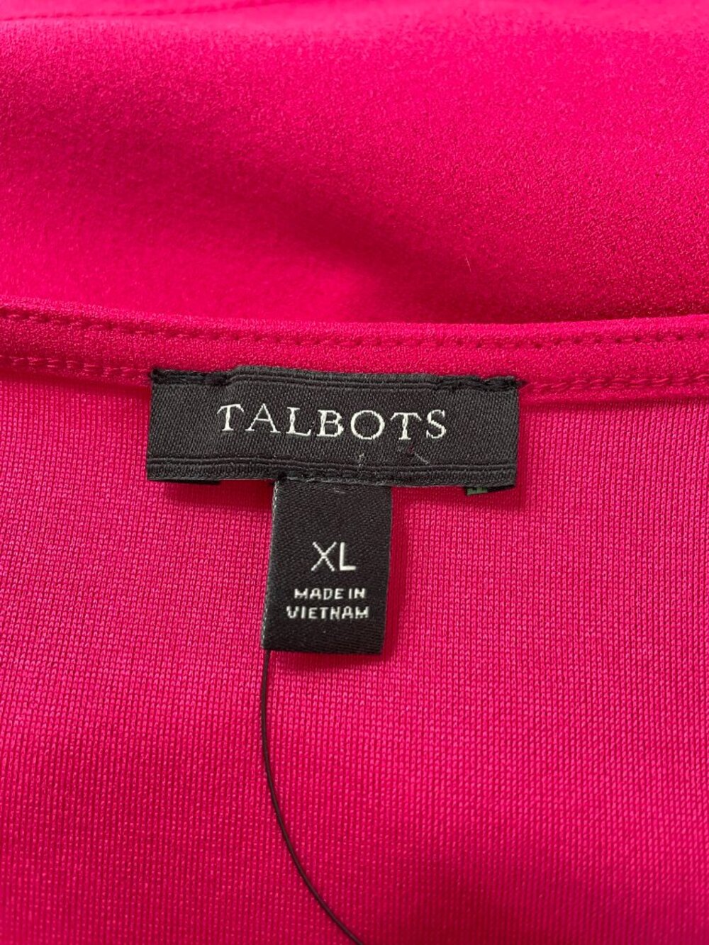 NWT Talbots Hot Pink Pleated Notch Neck Jersey Knit Top XL 3/4 Sleeve - Picture 4 of 9